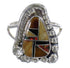 Southwest Multicolor Inlay Sterling Silver Ring Size 6-1/2 RX84157